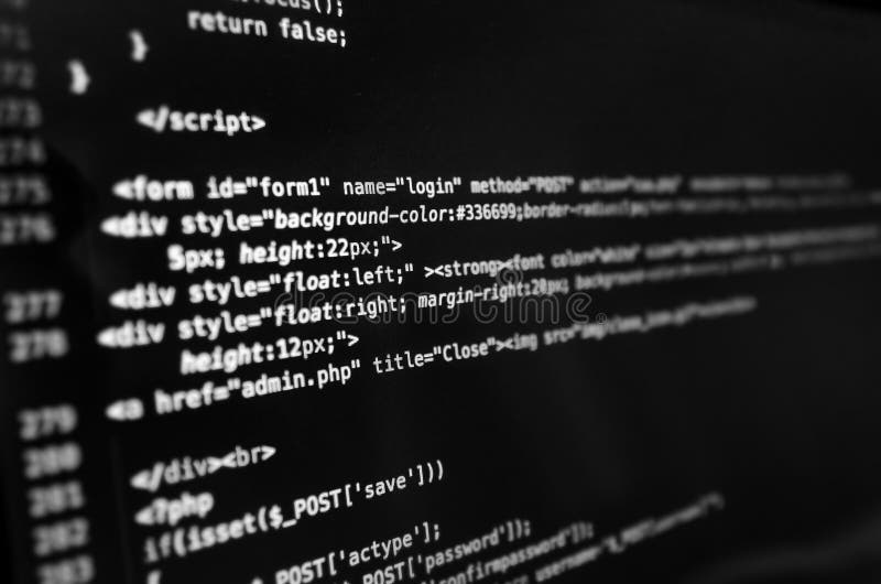 Código fuente de escritorio y papel pintado por lenguaje de programación con codi fotografía de archivo Código fuente de escritorio y papel pintado por lenguaje de programación con codi fotografía de archivo