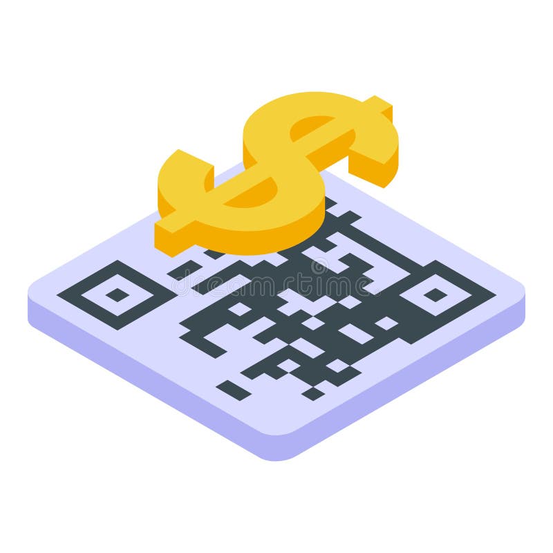 Código qr icono de pago móvil estilo isométrico stock de ilustración