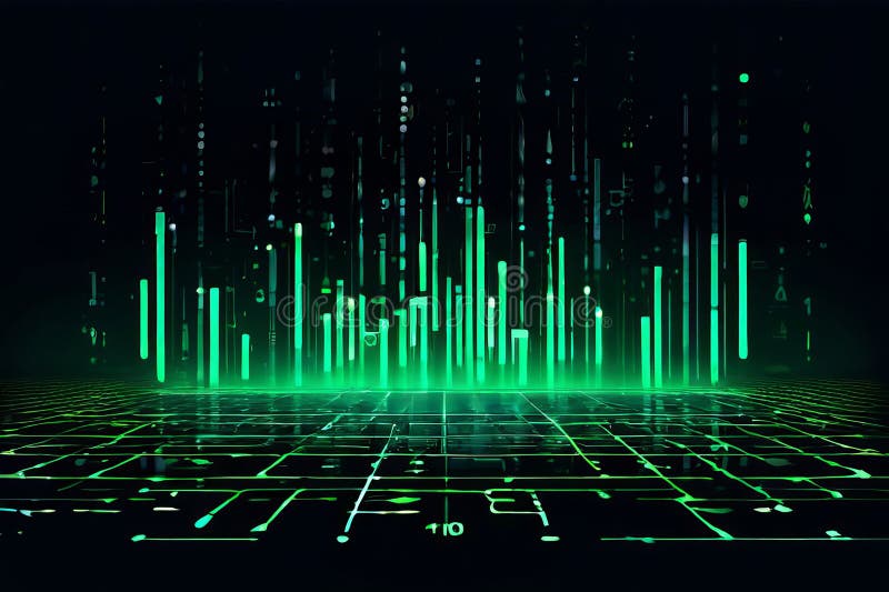 Código verde pantalla de termo inteligente reemplazada por código de matriz verde c stock de ilustración