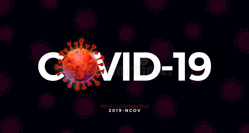 Cóvid19. projeto de surto de coronavírus com células de vírus em fundo escuro abstrato. vírus vetor 2019ncov corona