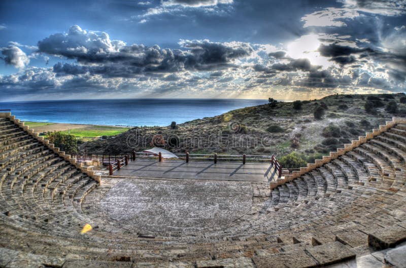 Cúrio Greco - Roman Amphitheatre em Limassol, Chipre foto de stock Cúrio Greco - Roman Amphitheatre em Limassol, Chipre foto de stock