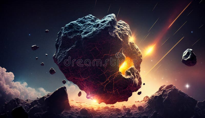Căderea unui asteroid mare pe planetă. tapet spațiu. apocalipsa sfârșitului lumii