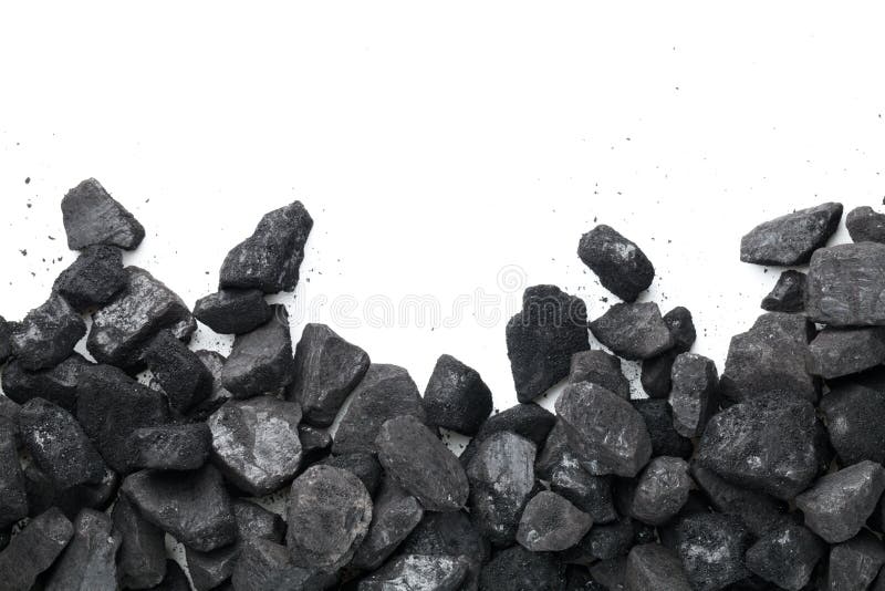 Cărbune negru izolat pe fond alb royalty free stock photos