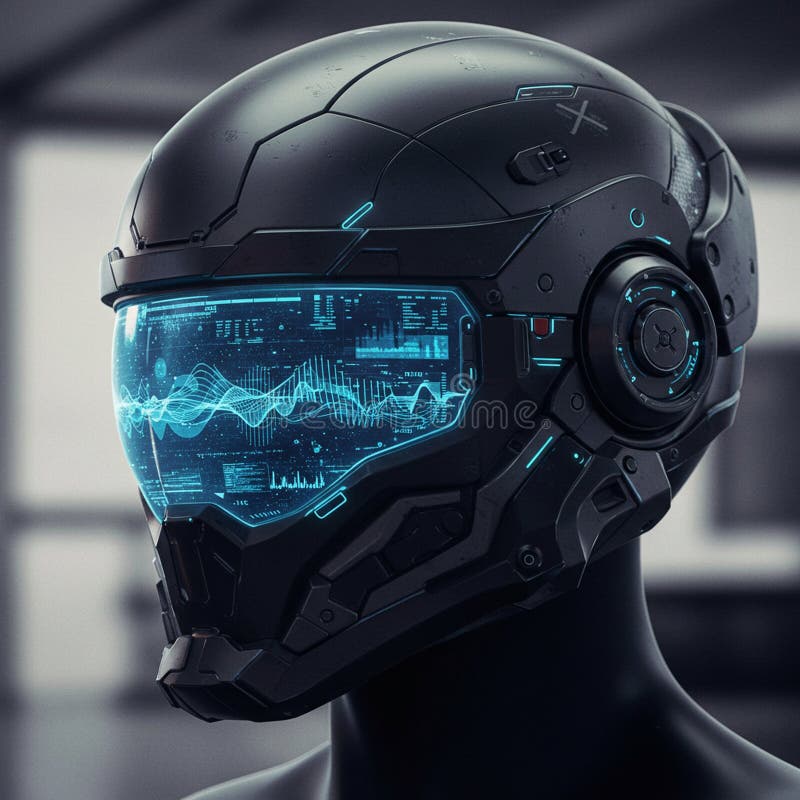 Căști futuriste negre cu un design aerodinamic elegant cu albastru luminos vector illustration