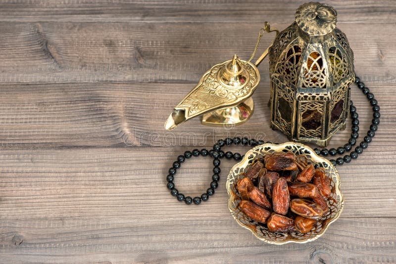 Ramadan Lampe Chapelet Et Dates Vacances Décoration Fond