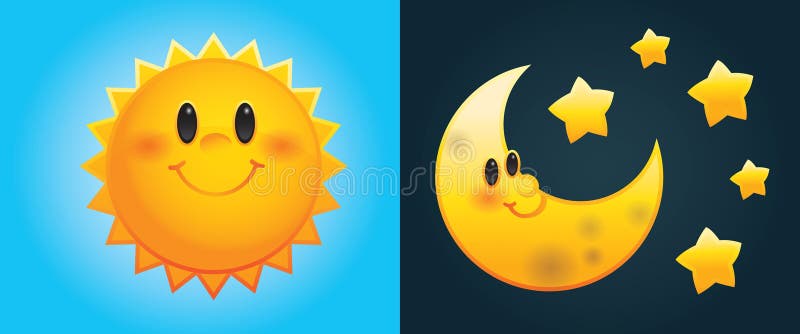 Sol Y Luna De La Historieta Ilustración del Vector - Ilustración de vector,  historieta: 30405691