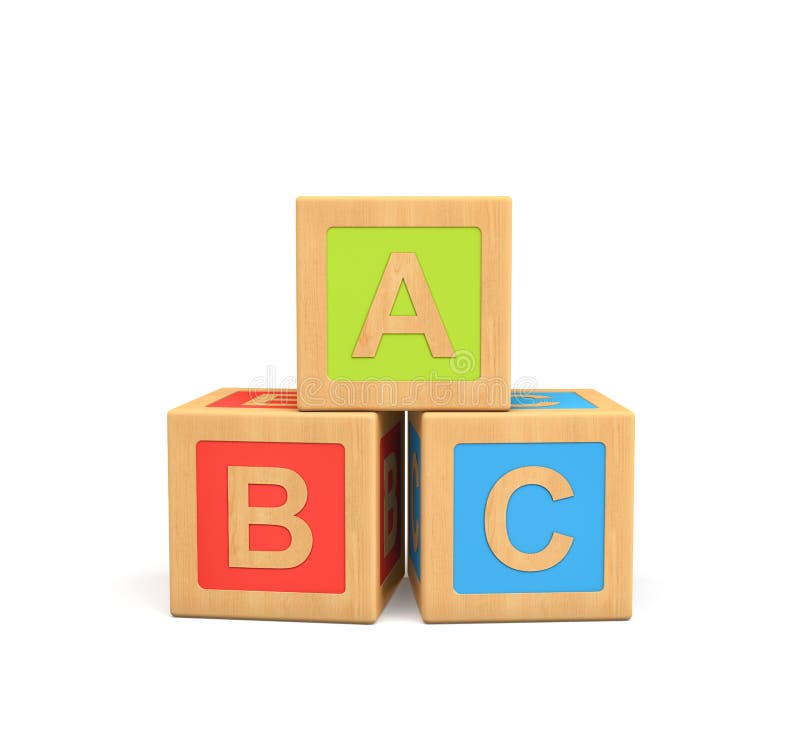 3d三个木玩具立方体翻译与abc字法的库存例证 插画包括有乐趣 识字 基本 知识 了解