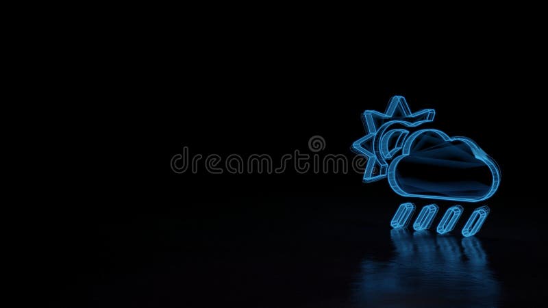 3d云彩在黑背景隔绝的太阳雨的标志的发光的wireframe标志库存例证 插画包括有 3d云彩在黑背景隔绝的太阳雨的标志的发光的wireframe标志库存例证 插画包括有
