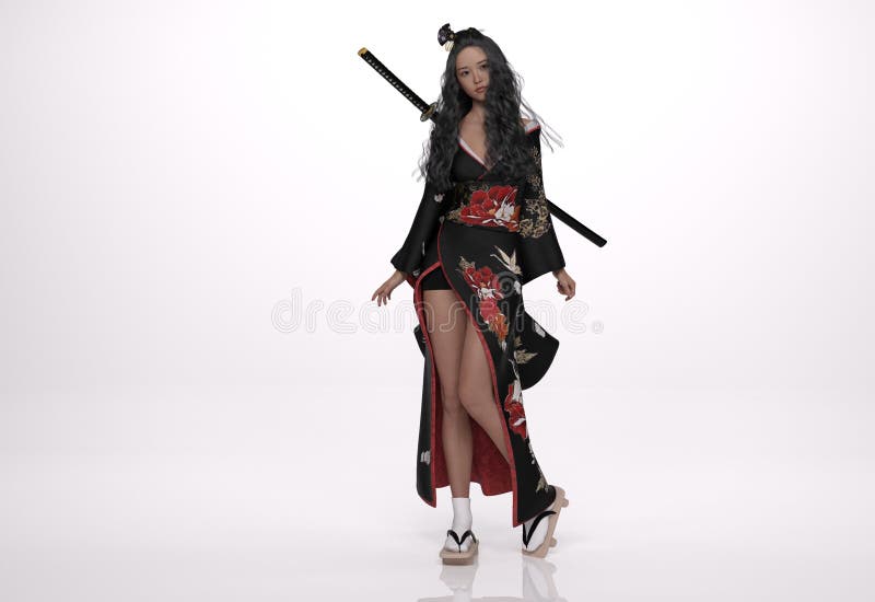 3d渲染 日本式女拳手的性格库存例证 插画包括有头发 空白 妇女 女性 有吸引力的 战士 3d渲染 日本式女拳手的性格库存例证 插画包括有头发 空白 妇女 女性 有吸引力的 战士