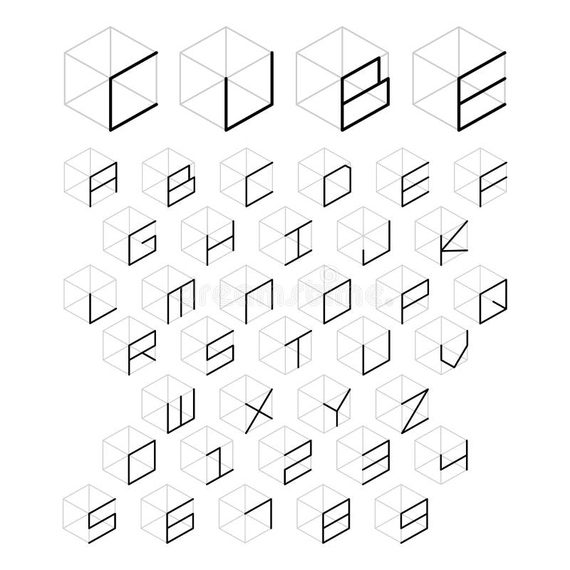 3d立方体字母表和数字向量例证 插画包括有形状 图象 星座 几何 概念性 钞票 分子