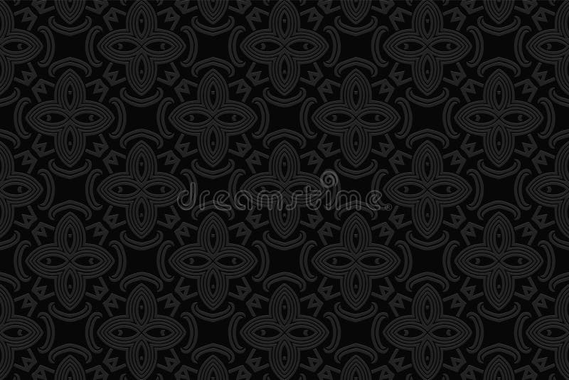 3d объемный выпуклый геометрический черный фон. этнический рельеф  уникального восточного исламского образца. Иллюстрация вектора -  иллюстрации насчитывающей конструкция, выбито: 217141054