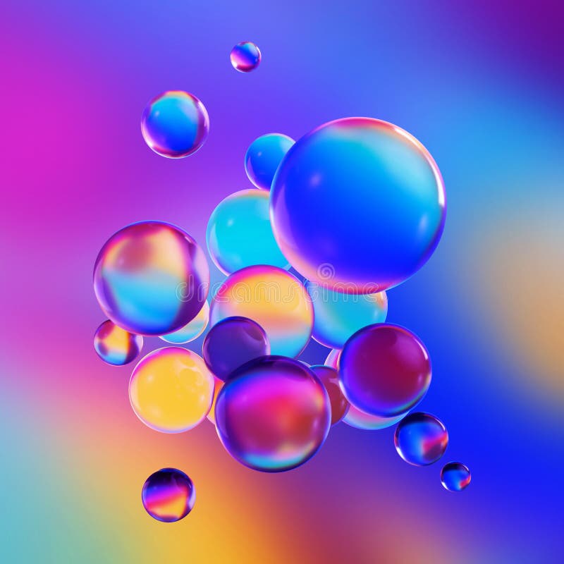 Яркость стекло. Пузыри в космосе. Розово белый фон с пузырками. Iridescent Bubbles.