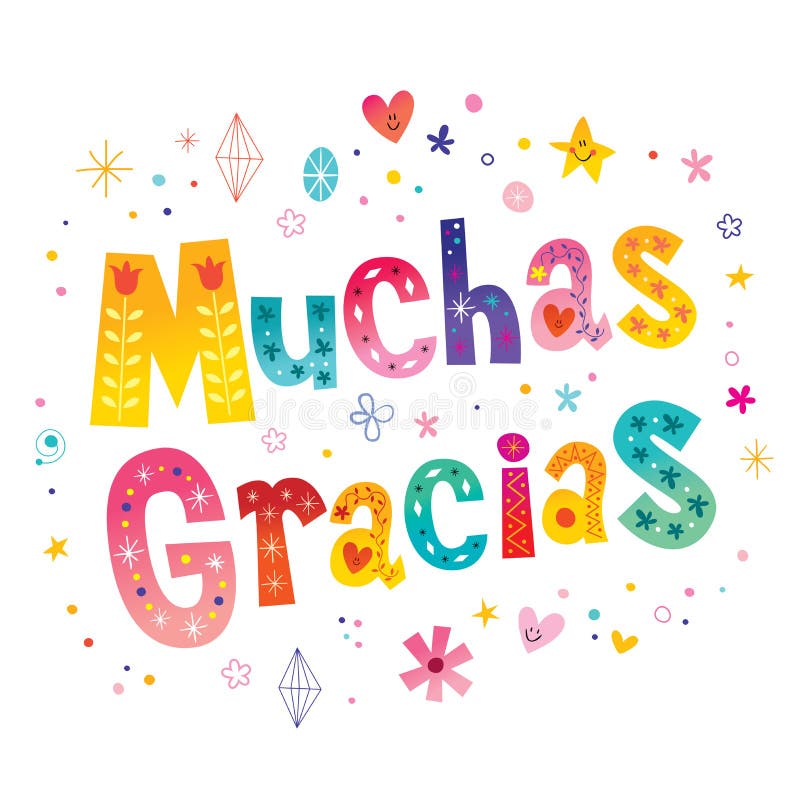 Muchas Gracias Many Thanks in Spanish Stock Vector - Illustration of ...