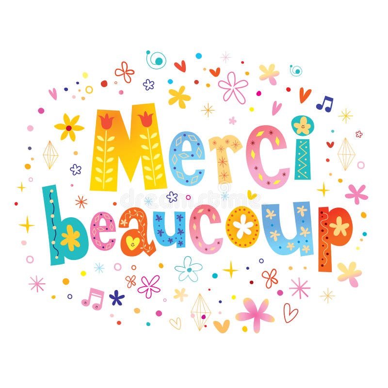 Merci Beaucoup Thank You Very Much In French Greeting Card Royalty