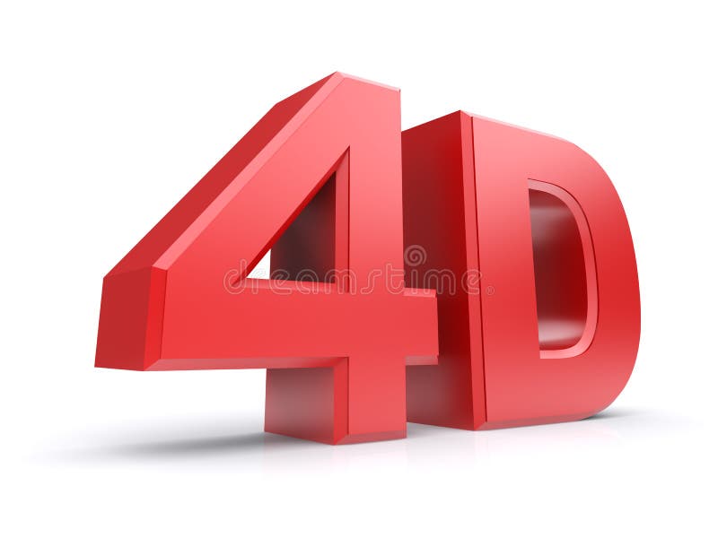 Red 3d word 4D. Isolated on a white background. 3d image