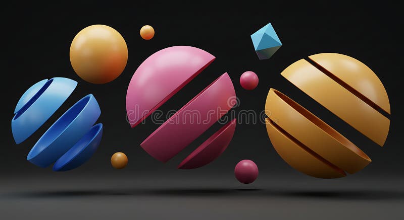 Αφηρημένα σχήματα 3D σε ζωντανά χρώματα διανυσματική απεικόνιση