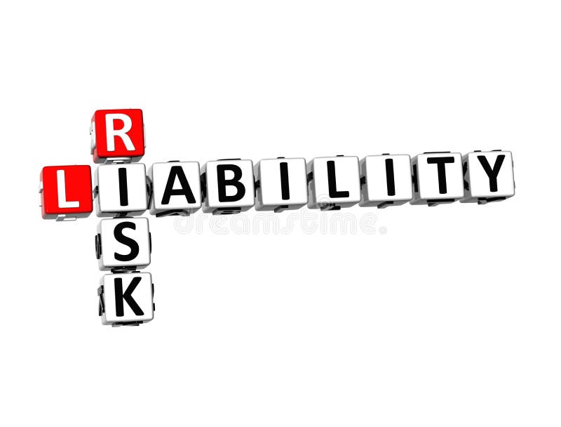 3D Crossword Risk Liability on white background. 3D Crossword Risk Liability on white background.