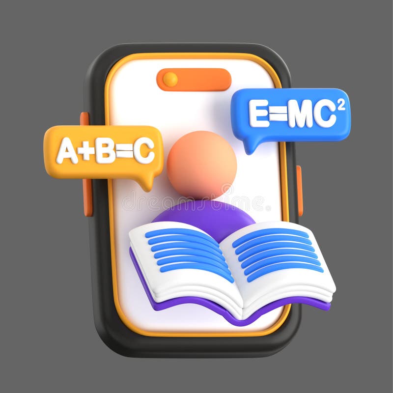 3D-Abbildung für mobile Online-Studie stock abbildung