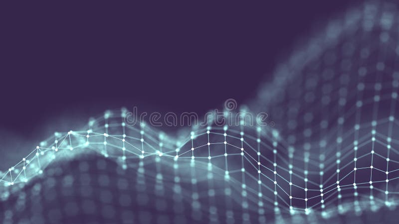 3d Abstract Background Network concept. Future background Technology illustration. 3d landscape. Big data. Wireframe royalty free stock photography
