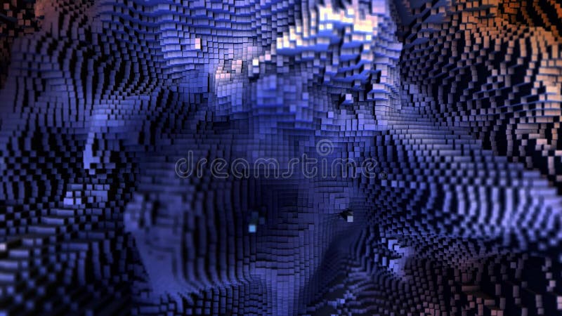 3d abstract cubes form background, seamless loop. Animation. Wavy surface with ripples and squares, vibrant texture vector illustration