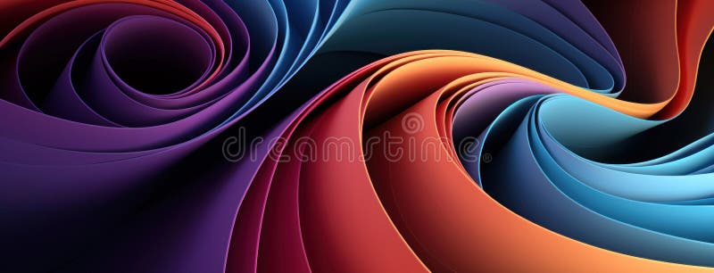 3D Abstract Design Background with Wavy and Spiral Curves, Generative AI AI generated