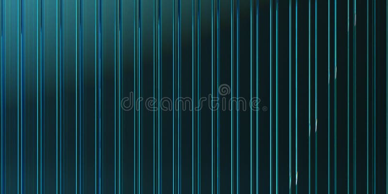 3d abstract glass vertical line pattern on black background render. Corrugated glass wall with green blue light neon stock illustration