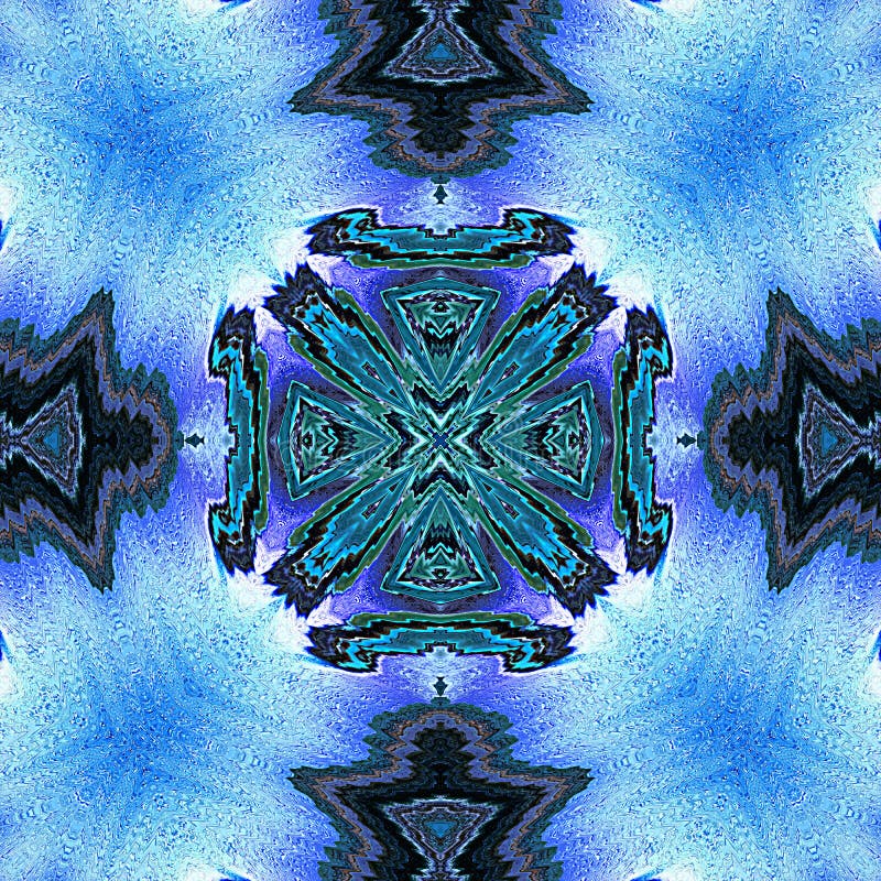 Abstract blue kaleidoscopic fractal graphic royalty free illustration