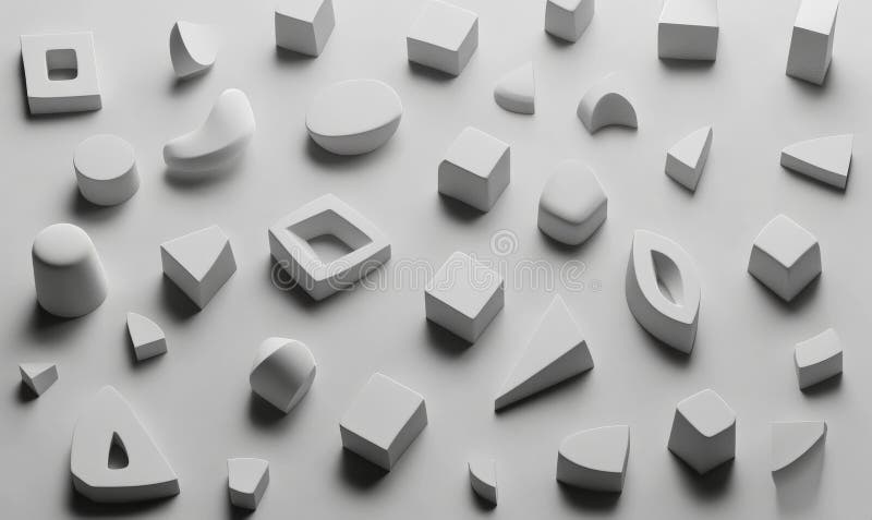 A 3D abstract render featuring a gray geometric design. stock photography