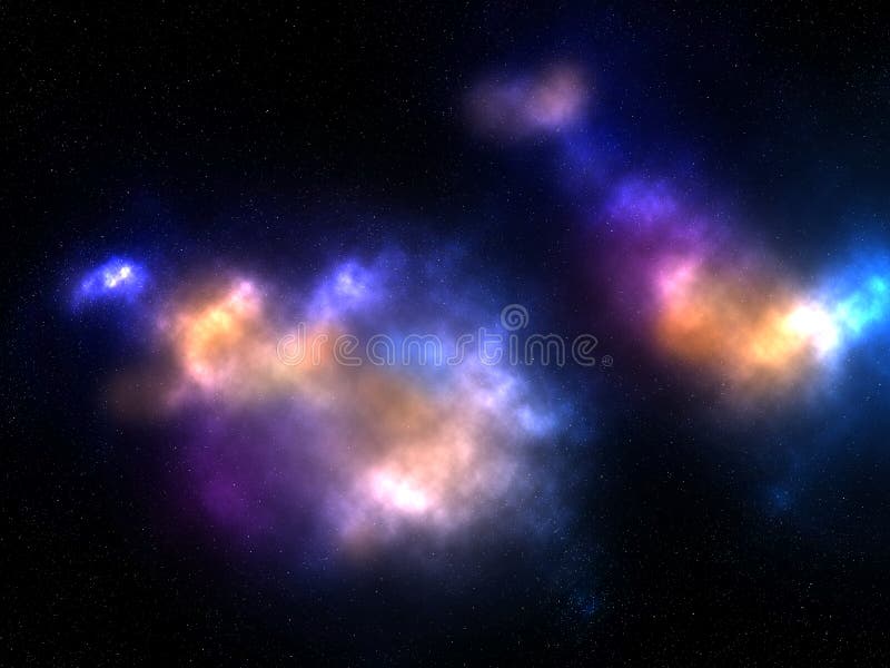 3D abstract space sky with colourful galaxy