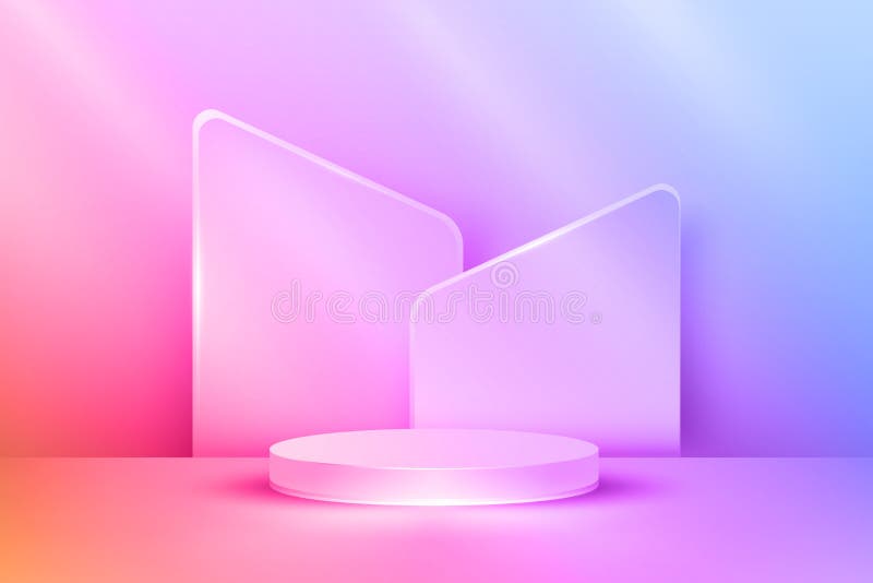 3D abstract studio room with pedestal podium. Minimal scene for demonstration of cosmetic products royalty free illustration
