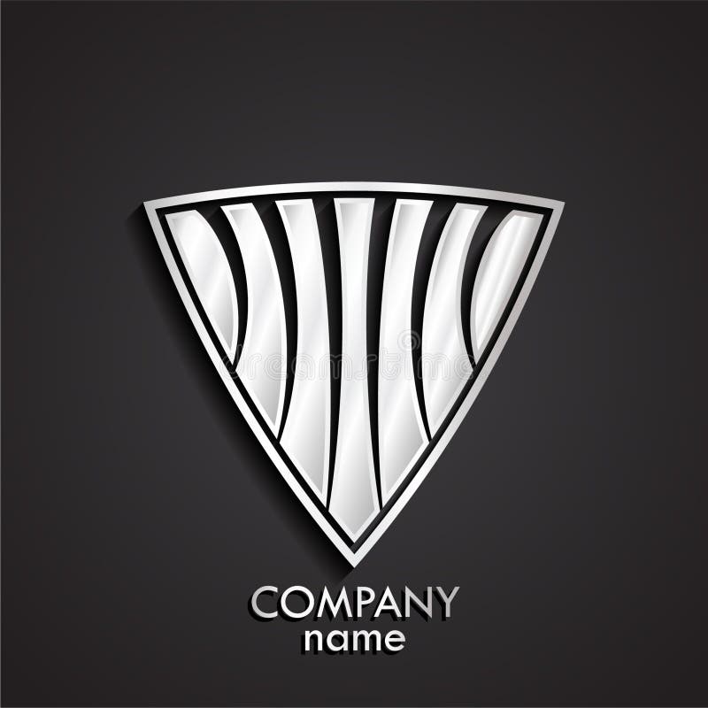 3d abstract triangle shape shiny silver logo royalty free illustration