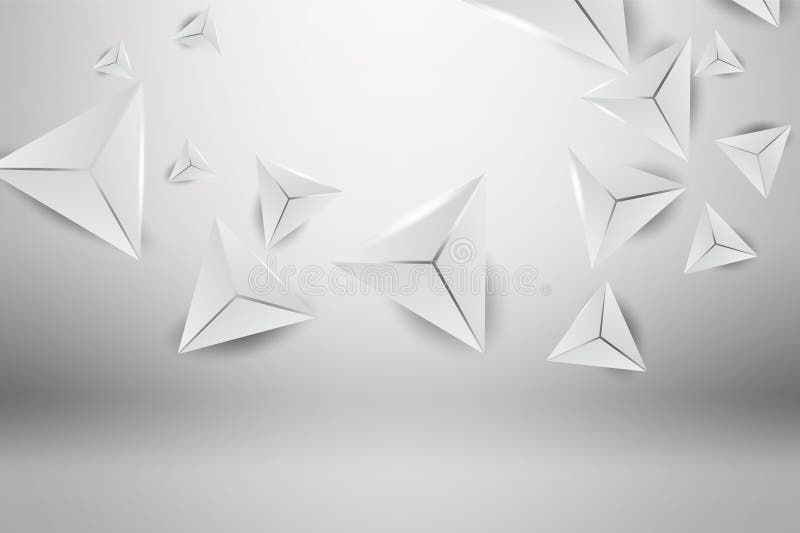 3D Abstract Triangle wall backdrop grey background. Graphic Minimal Empty room with light effect. Frame scene place photo studio. royalty free illustration