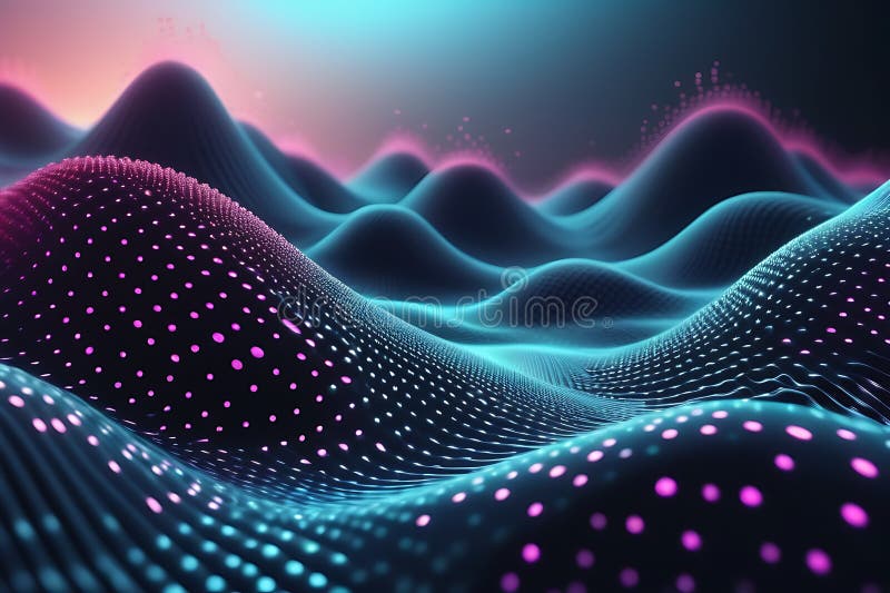 3d de unde abstracte, vizualizare de date amplă în pulsații și tehnologia undelor plutitoare, fundal cibernetic royalty free illustration