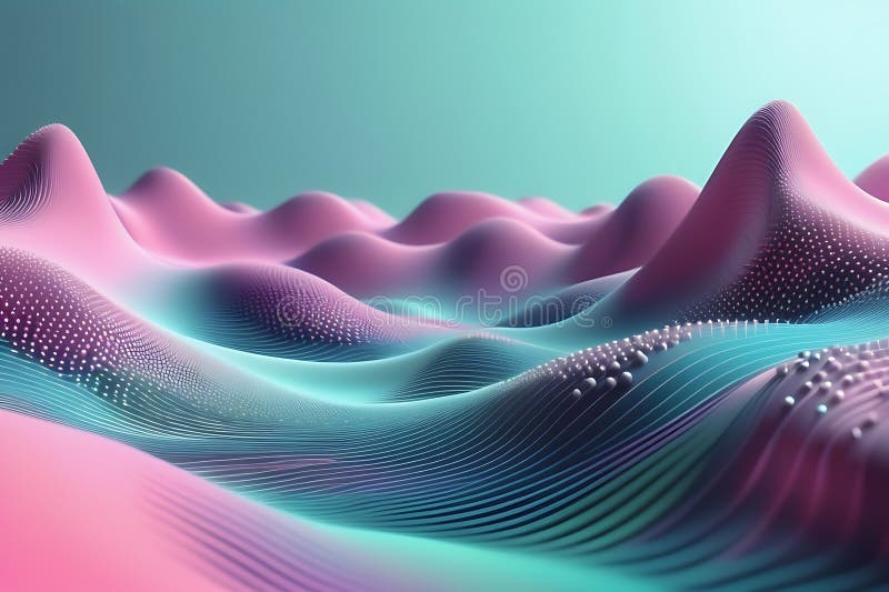 3d de unde abstracte, vizualizare de date amplă în pulsații și tehnologia undelor plutitoare, fundal cibernetic royalty free illustration