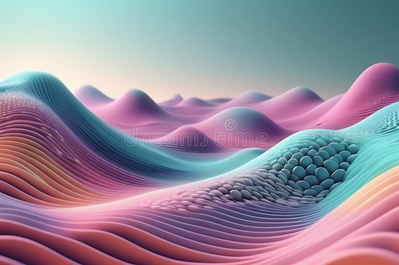 3d de unde abstracte, vizualizare de date amplă în pulsații și tehnologia undelor plutitoare, fundal cibernetic vector illustration