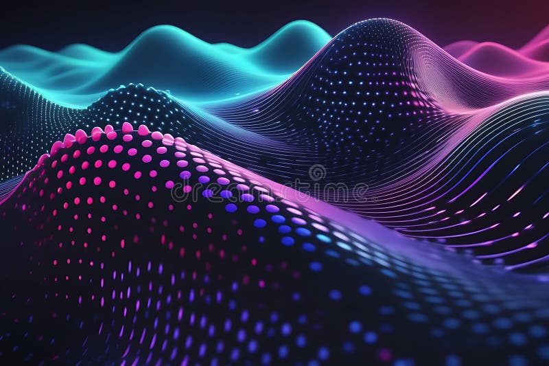 3d de unde abstracte, vizualizare de date amplă în pulsații și tehnologia undelor plutitoare, fundal cibernetic stock illustration