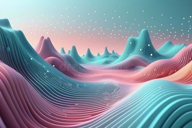 3d de unde abstracte, vizualizare de date amplă în pulsații și tehnologia undelor plutitoare, fundal cibernetic royalty free illustration