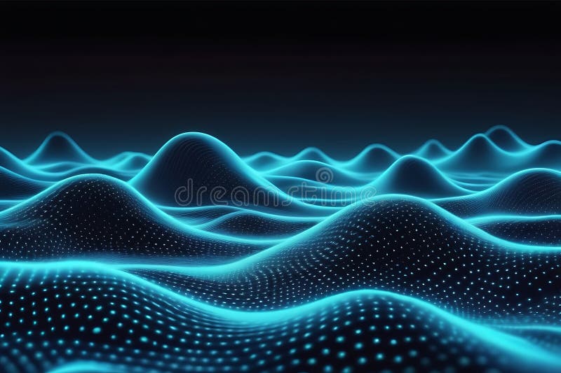 3d de unde abstracte, vizualizare de date amplă în pulsații și tehnologia undelor plutitoare, fundal cibernetic vector illustration