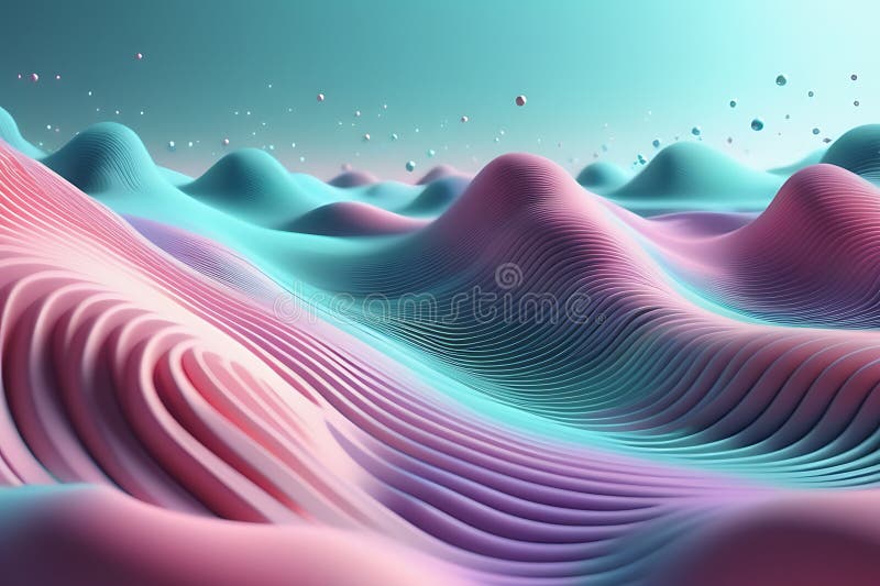 3d de unde abstracte, vizualizare de date amplă în pulsații și tehnologia undelor plutitoare, fundal cibernetic stock illustration