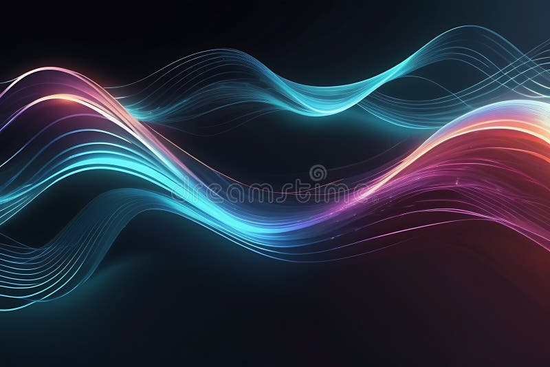 3d de unde abstracte, vizualizare de date amplă în pulsații și tehnologia undelor plutitoare, fundal cibernetic stock illustration