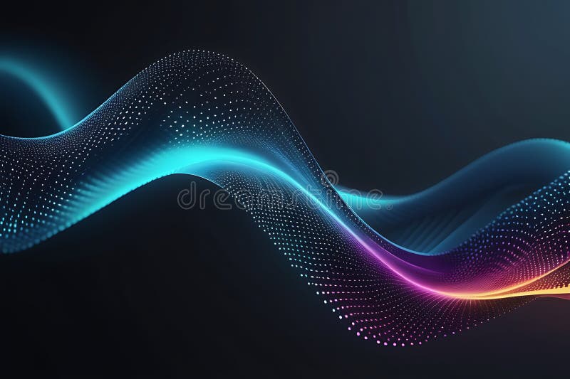 3d de unde abstracte, vizualizare de date amplă în pulsații și tehnologia undelor plutitoare, fundal cibernetic vector illustration