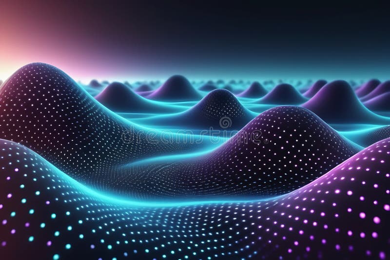 3d de unde abstracte, vizualizare de date amplă în pulsații și tehnologia undelor plutitoare, fundal cibernetic vector illustration