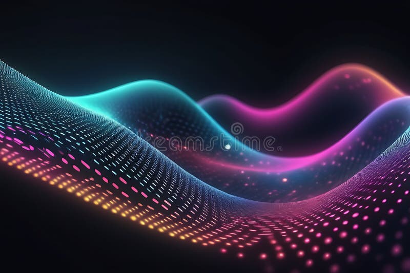3d de unde abstracte, vizualizare de date amplă în pulsații și tehnologia undelor plutitoare, fundal cibernetic royalty free illustration
