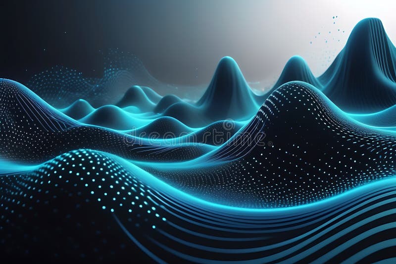 3d de unde abstracte, vizualizare de date amplă în pulsații și tehnologia undelor plutitoare, fundal cibernetic royalty free illustration