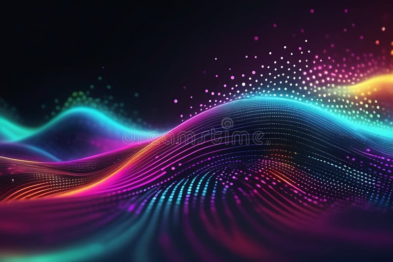 3d de unde abstracte, vizualizare de date amplă în pulsații și tehnologia undelor plutitoare, fundal cibernetic stock illustration