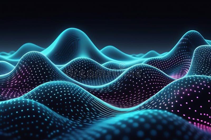 3d de unde abstracte, vizualizare de date amplă în pulsații și tehnologia undelor plutitoare, fundal cibernetic vector illustration