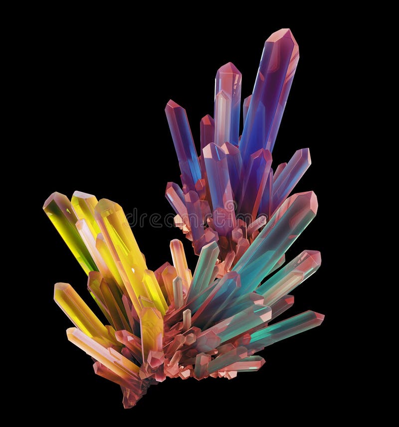 3d abstracte regenboogkristal, gem, isoleerde gekristalliseerde vorm
