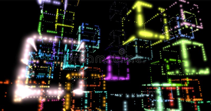 3D abstraction with cubes symbolizing quantum computing, blockchain and server technologies. Futuristic design royalty free illustration
