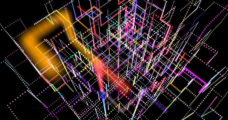 3D abstraction with cubes symbolizing quantum computing, blockchain and server technologies. Futuristic design stock illustration