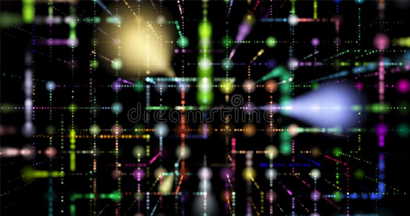 3D abstraction with cubes symbolizing quantum computing, blockchain and server technologies. Futuristic design reflecting big data royalty free illustration